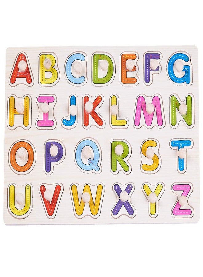 Shoro Wooden English Alphabets and Color Learning Educational Board for Kids, A to Z English Alphabets Puzzle with Knob,Wooden Puzzle Board for Kids, Children Boys & Girls - Image 5
